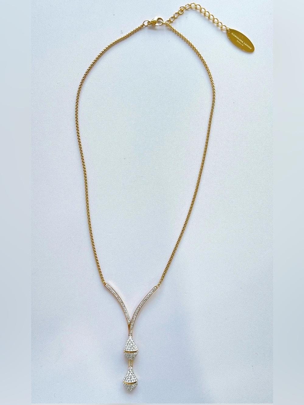 Elegant Gold-toned V-neck drop necklace